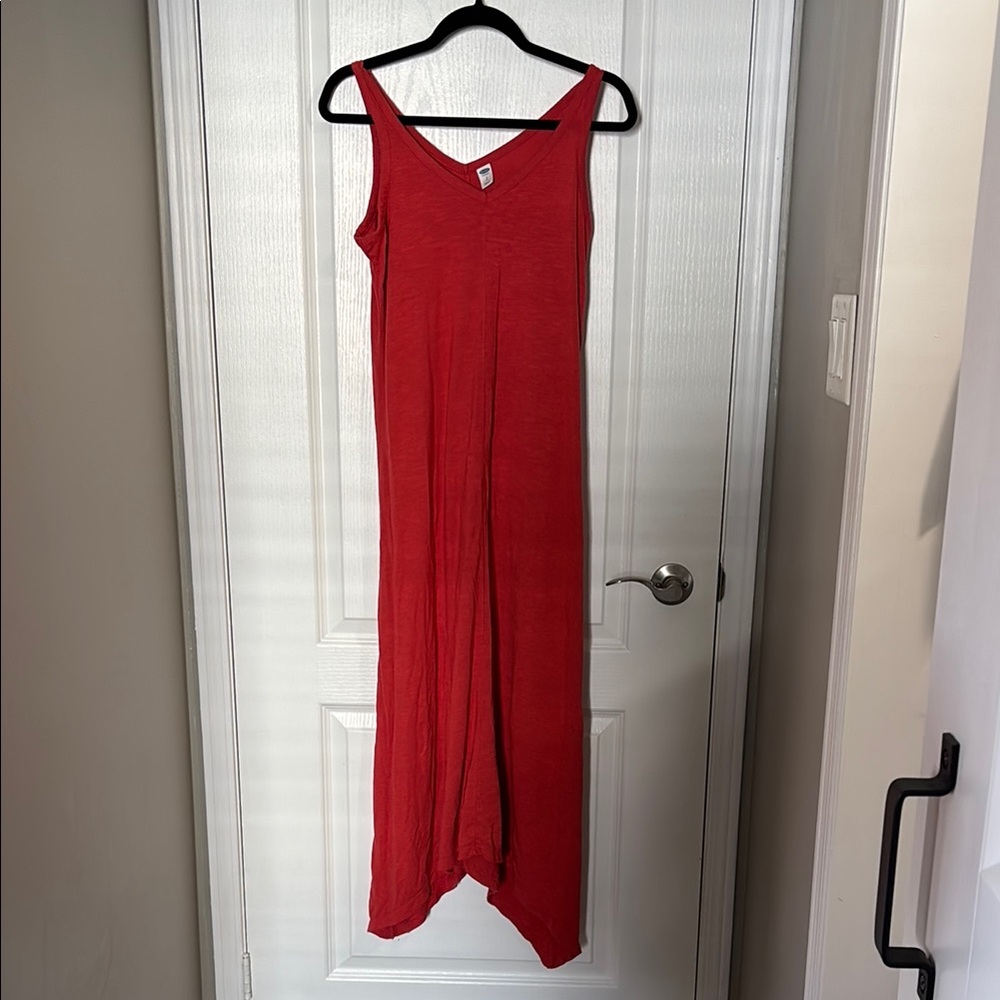 Old Navy Red Asymmetrical Scoop Neck Sundress